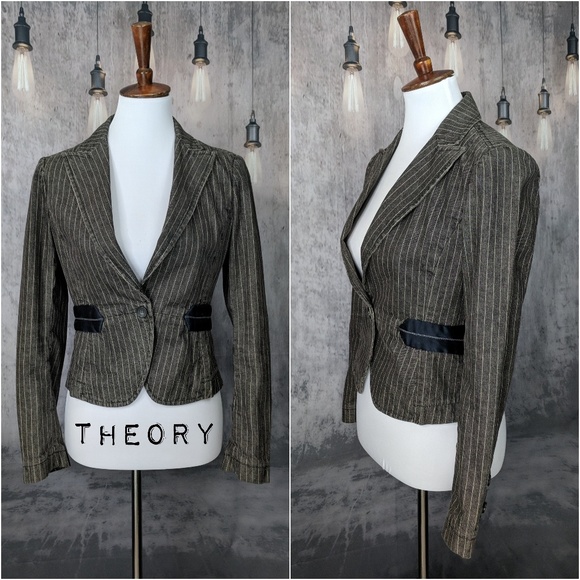 Theory Jackets & Blazers - theory - Barker jacket in pinstripe cotton denim